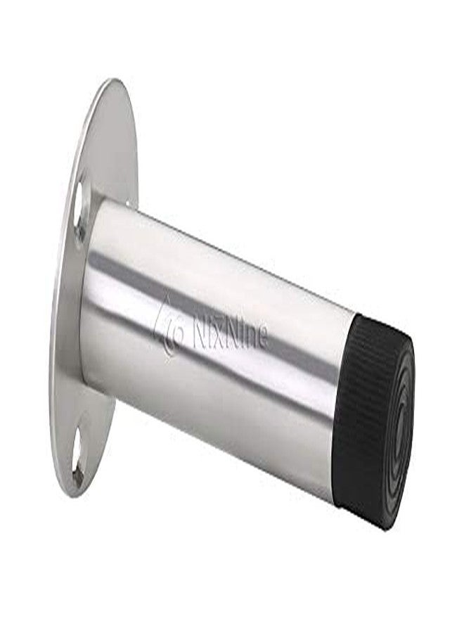 Nixnine Stainless Steel Wall Mounted Door Stops Rigid Door Stopper Back with Door Silencer Stop & Door Stop Rubber Tips, Door Protector for Kitchen/Bedroom/Office (7.7cm x 5cm x 2.3cm) Pack of 1 - Image 1
