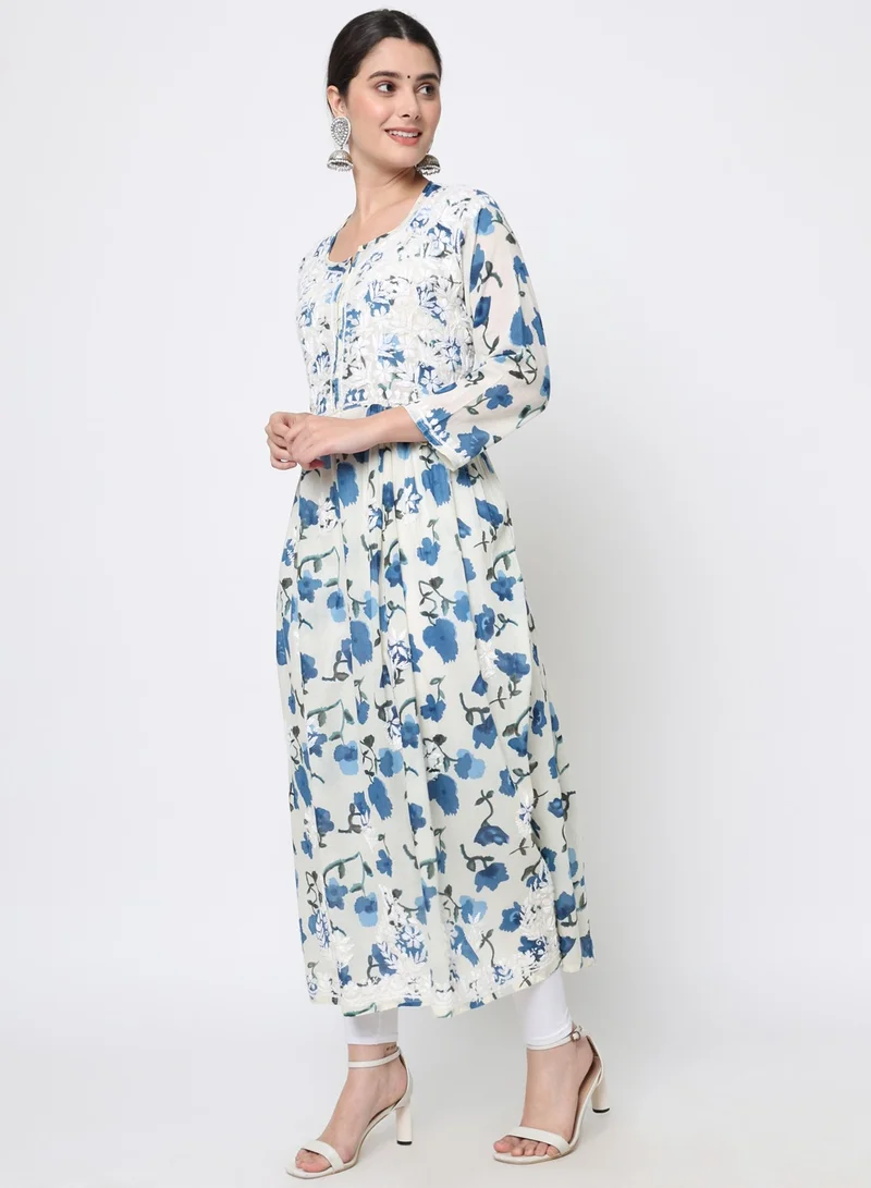 Alaya Women Hand Embroidered Chikankari Cotton Kurta-AL3580