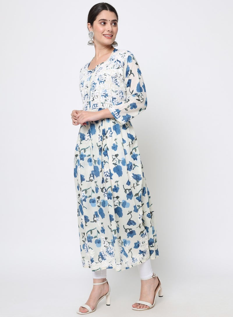 الايا كرتا قطن مطرز يدويًا بالتشيكانكاري للنساء - Image 3