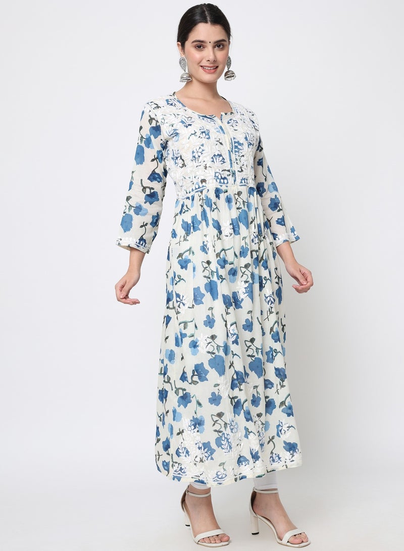 الايا كرتا قطن مطرز يدويًا بالتشيكانكاري للنساء - Image 4