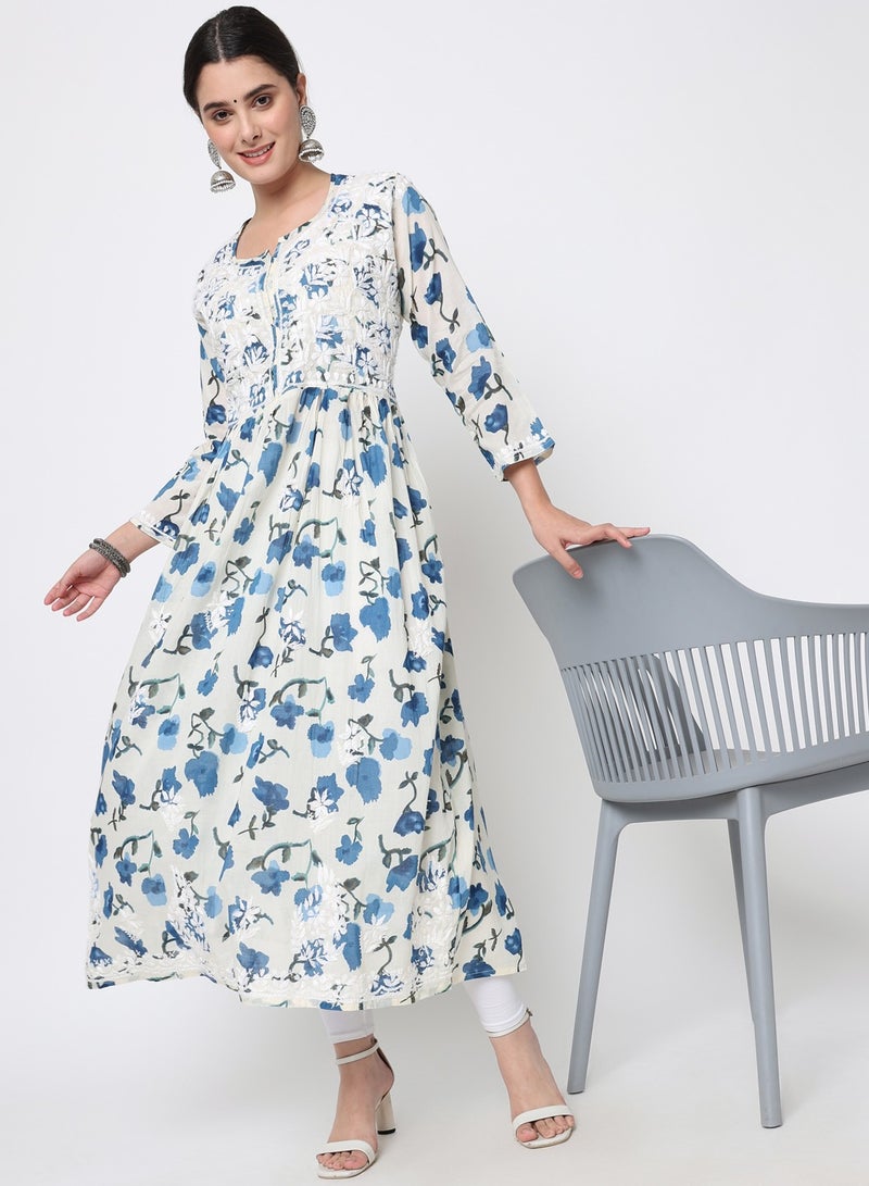 الايا كرتا قطن مطرز يدويًا بالتشيكانكاري للنساء - Image 5