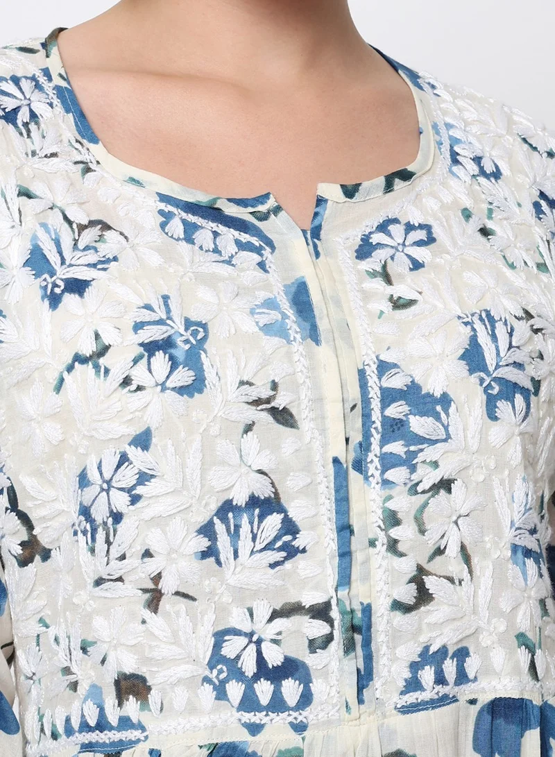 Alaya Women Hand Embroidered Chikankari Cotton Kurta-AL3580