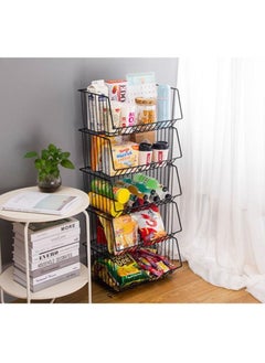 Vegetable Storage Rack Fruit Basket Cart Organizer Holder Rolling Kitchen  Metal