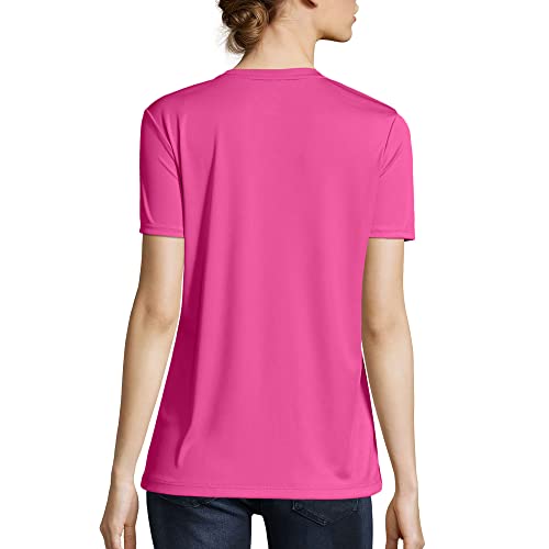 Hanes Women's Short Sleeve Cool DRI V-Neck Tee, Wow Pink, 3X-Large - Image 2