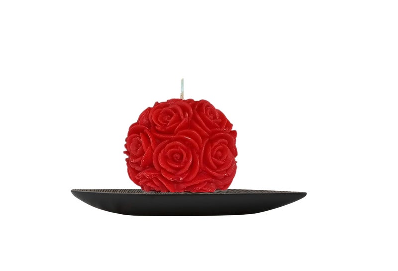 atorakushon® Smokeless Scented Pack of 2 Red Rose Flower Ball Shape Designer Candle for Living Room, Hall Room, Dinner Table,Birthday Party - Image 2