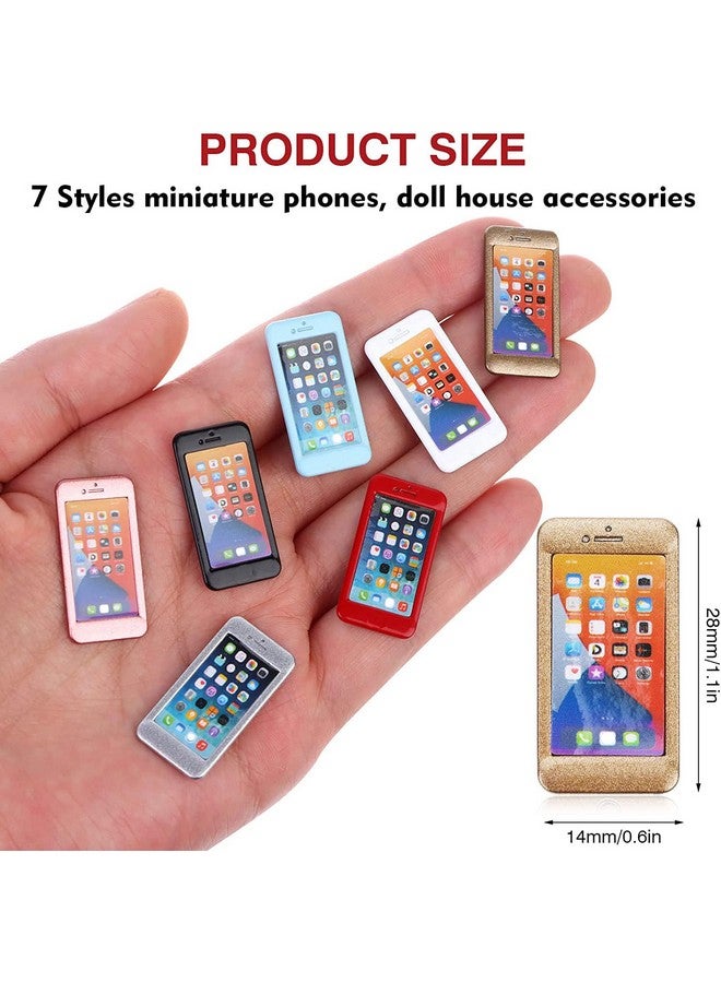 TBoxBo 7 Pack 1/12 Scale Dollhouse Cell Phone Simulator Accessories Mini Telephones Dollhouse Accessories Scene Simulation Miniatures Playset - Image 3