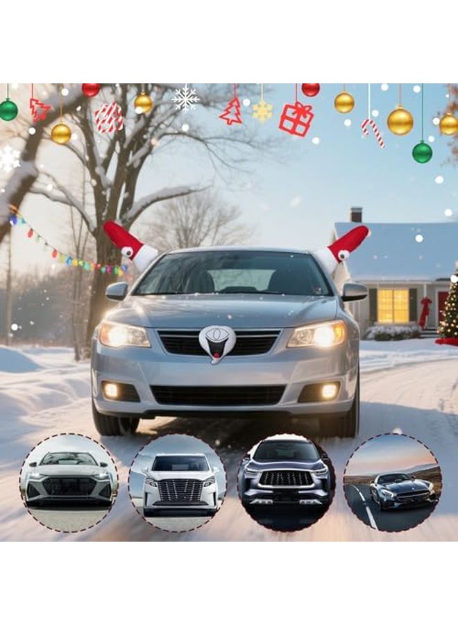Red Plush Car Antlers with Smile Face Ornaments Christmas Holiday Decor for Car Home Party - Image 5