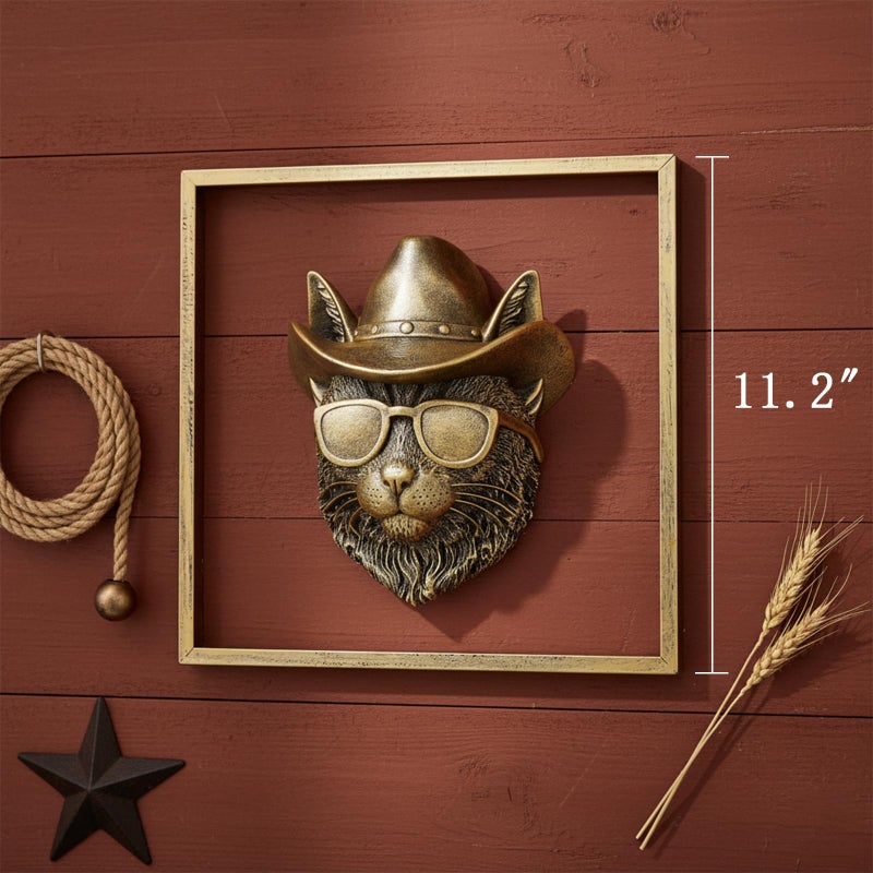 Newinhome Animal Heads Wall Decor (Includes Metal Frame) Resin Animals Sculptures Head Wall Hanging Decoration Gold vintage Wall Sculpture for Living Room Bedroom Office(Bobcat) - Image 3