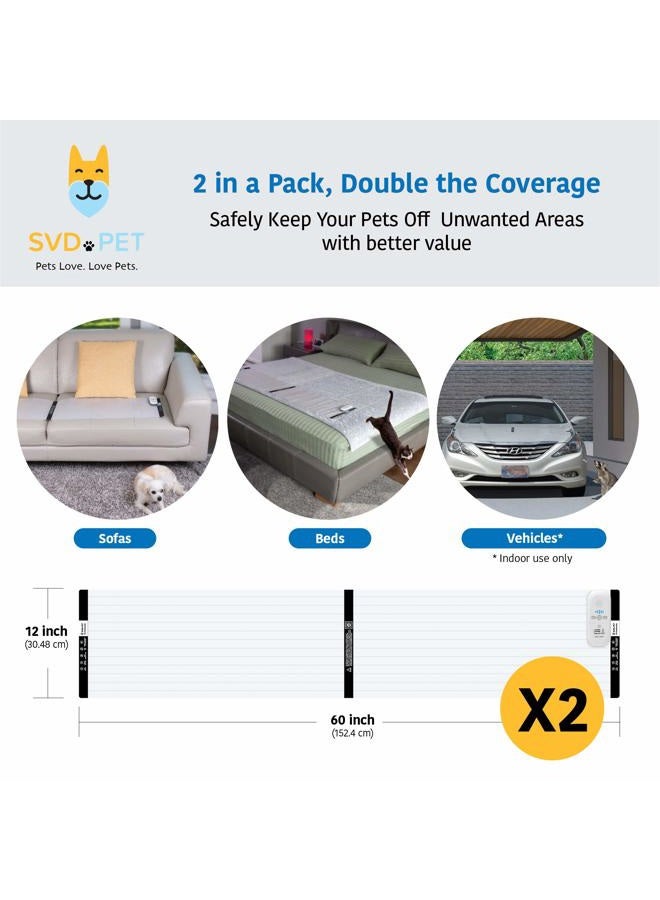SVD.PET (2-Pack) Pet Training Mat, 60" X 12", Shock Pad, Cats Electronic Repellent Scat Mat for Indoor, 3 Training Modes, 5 Levels, Pet Safe Auto Power Off, Keep Dog Off Couch - Image 2