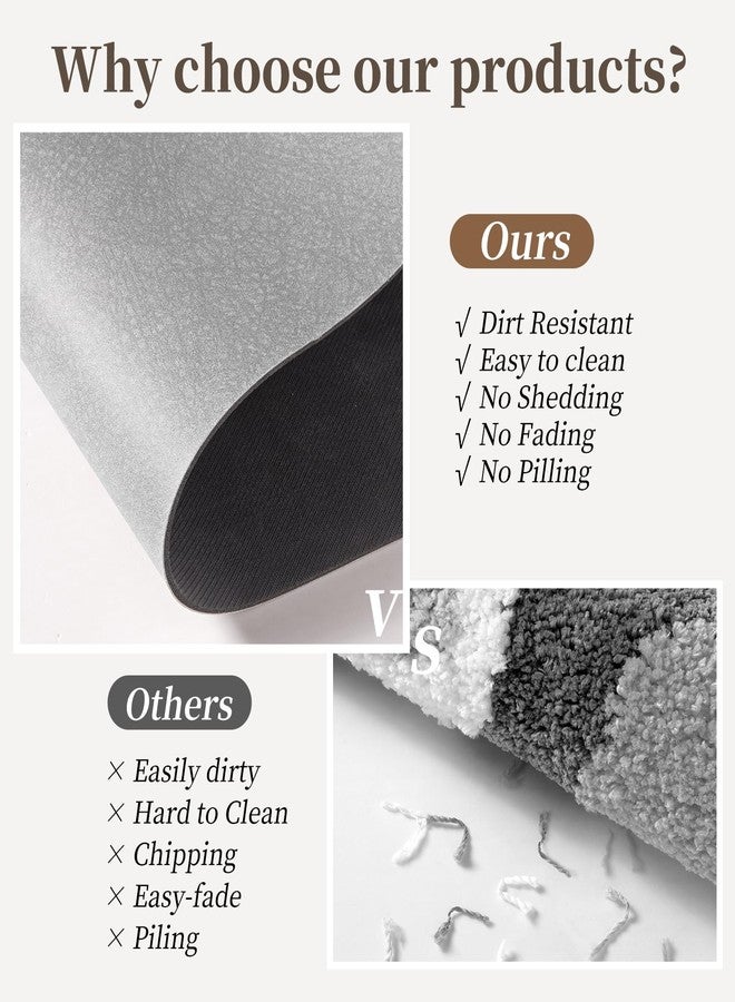 Earcu Bathroom Mat Rugs 47x17, Long Diatomaceous Earth Bath Mat Large Quick Dry Bath Mat Non Slip Rubber Backed Super Absorbent Shower Mat, Thin Bathroom Runner Rugs Floor Mat Fit Under Door, Grey - Image 5