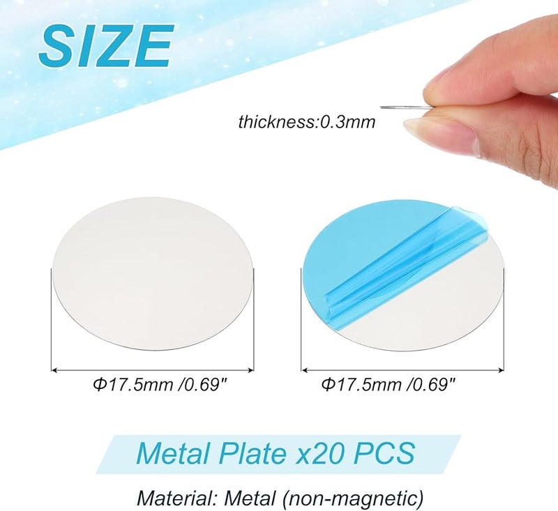 Patikil 17 5mm Adhesive Metal Plates For Magnetic Phone Mount Car Holder Wall 20 Pack Silver - Image 3
