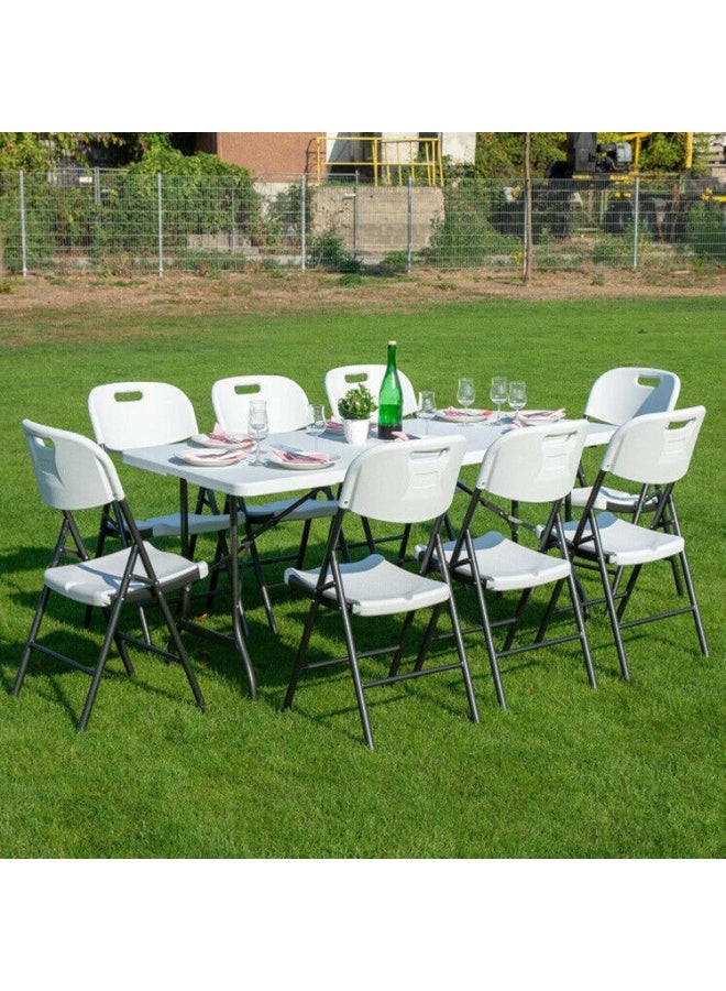 Folding Dining Table Set with 183 cm Table and 8 Chairs, Indoor & Outdoor Portable Dining Furniture for Home, Garden, Camping and Events - Image 5
