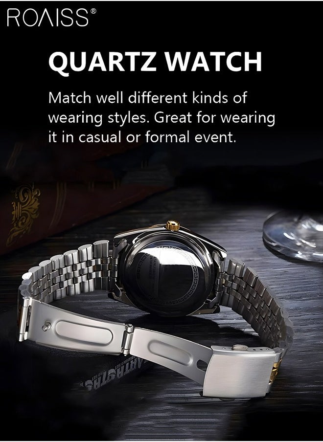 Stainless Steel Strap Couple Quartz Watch Set, Analog Display Round Dial with Rhinestones Decoration, Luxurious Luminous Waterproof Calendar Watch Gift for Men Women - pzsku/Z20C760A83F641025B162Z/45/_/1715676928/1265e569-f2d1-4491-b78f-b68ae36f8968