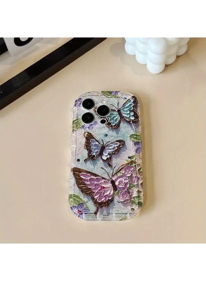 A Stylish And Flexible Shockproof Case Compatible With iPhone 12 Pro Max Featuring A Transparent Butterfly Flower Design Mixed Color - Image 5
