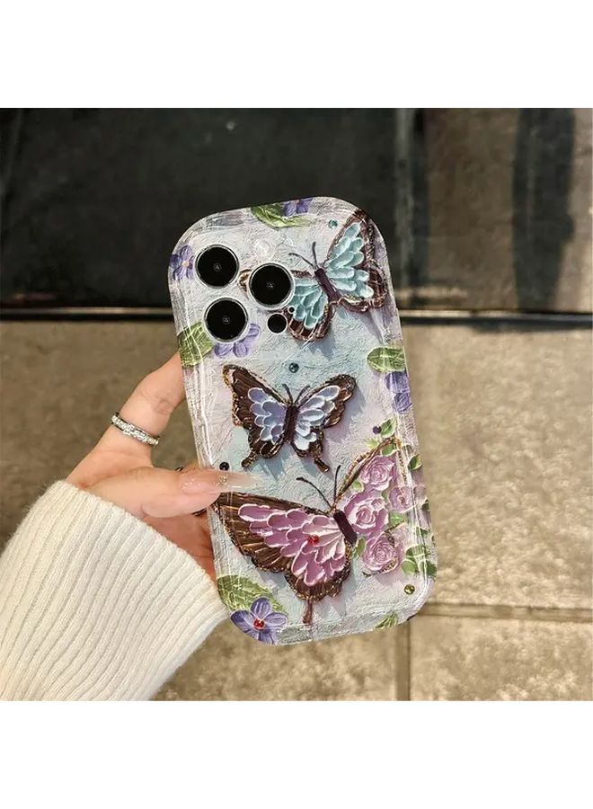 A Stylish And Flexible Shockproof Case Compatible With iPhone 12 Pro Max Featuring A Transparent Butterfly Flower Design Mixed Color - Image 4