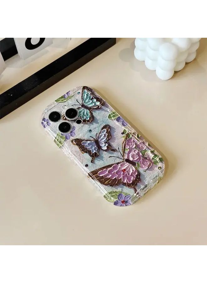 A Stylish And Flexible Shockproof Case Compatible With iPhone 12 Pro Max Featuring A Transparent Butterfly Flower Design Mixed Color - Image 2