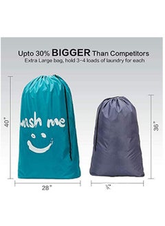 KASTWAVE Wash Me Travel Laundry Bag Machine Washable Dirty Clothes Organizer Large Enough to Hold Loads of Easy-Fit a Hamper or Basket Light Blue and Grey 2 Pack XL  - Image 4