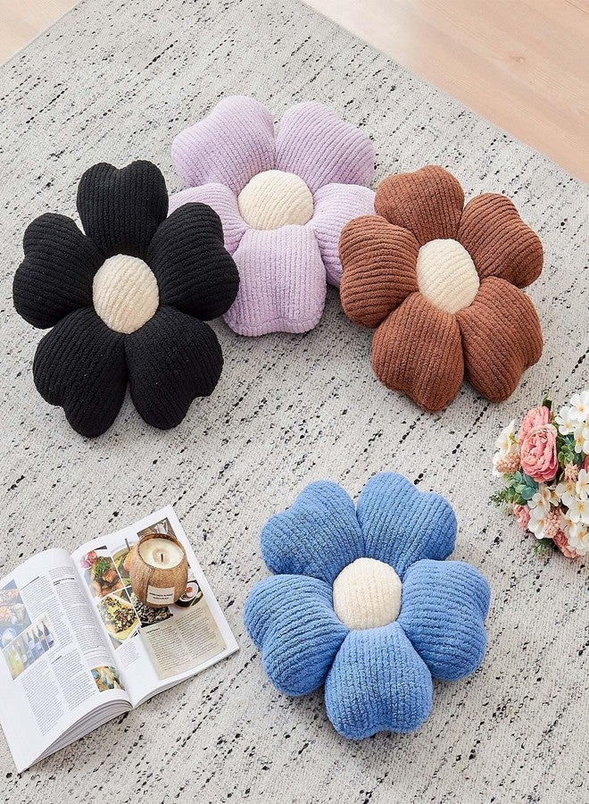 Kcvvcr Flower Throw Pillow, Cute Flower Shaped Pillow Decorative Throw Pillow for Bed Couch, Soft Daisy Pillows Floor Seating Cushion Cushions (14.9 Inch Ivory+Brown) - Image 5
