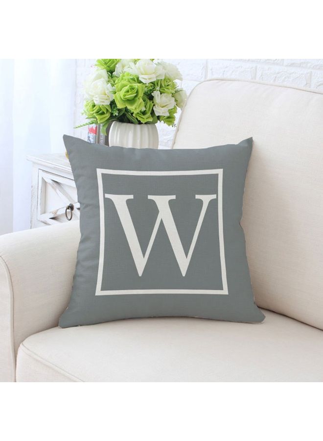 نيبمينينت غطاء وسادة مزين بطبعة حرف "W" رمادي/ أبيض
