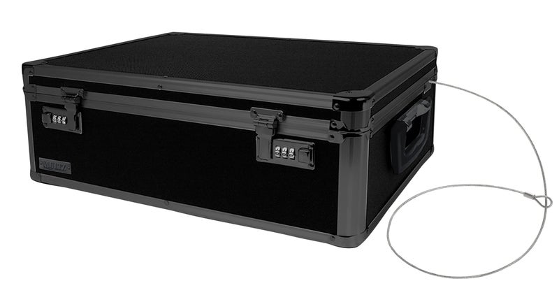 Vaultz Storage Lock Box - 6.5 x 19.25 x 13.5 Inch Lockable Dorm Storage Trunk with Combination Lock - Briefcase, Medicine Box, Lock Boxes for Personal Items, Cash, Laptop - Black on Black - Image 2