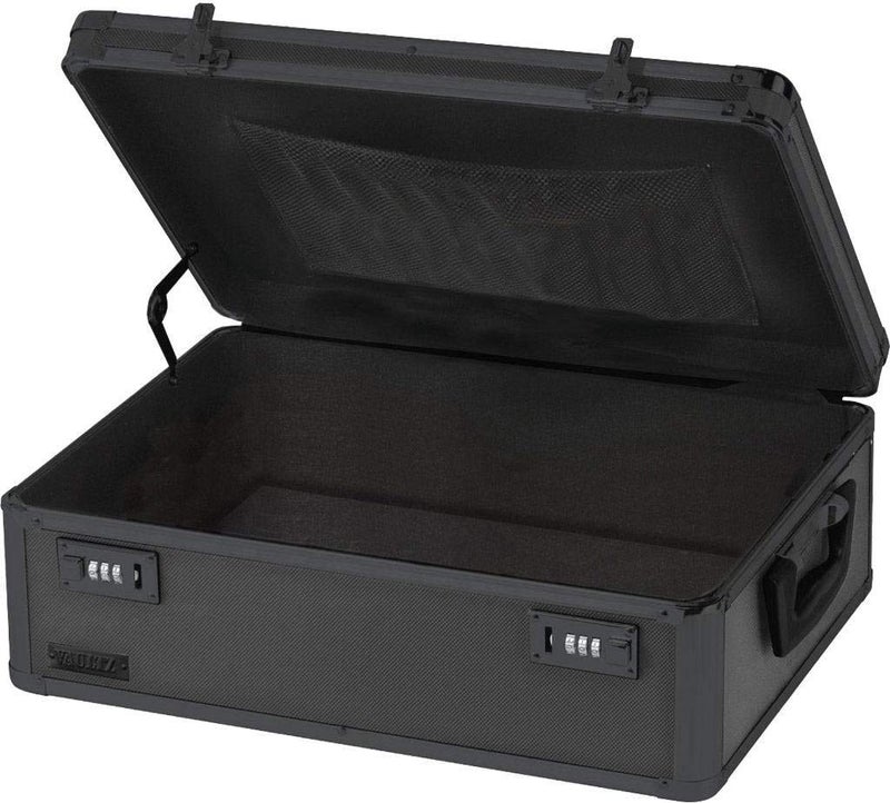 Vaultz Storage Lock Box - 6.5 x 19.25 x 13.5 Inch Lockable Dorm Storage Trunk with Combination Lock - Briefcase, Medicine Box, Lock Boxes for Personal Items, Cash, Laptop - Black on Black - Image 4