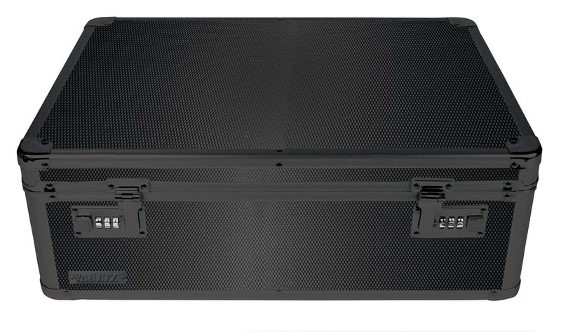 Vaultz Storage Lock Box - 6.5 x 19.25 x 13.5 Inch Lockable Dorm Storage Trunk with Combination Lock - Briefcase, Medicine Box, Lock Boxes for Personal Items, Cash, Laptop - Black on Black - Image 1