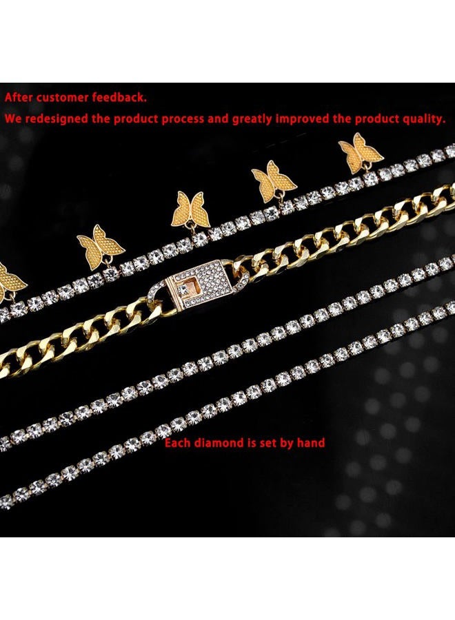 yfstyle Butterfly Ankle Bracelet for Women Rhinestone Anklets Bulk Adjustable Layered Beach Ankle Bracelet Braided Chain Anklet Charm Ankle Bracelet Jewerly Gift, Small,Adjustable, Metal, Cubic - Image 5