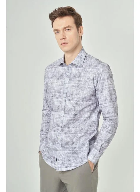 Bisse Men's Slim Fit Long Sleeve Sports Shirt GRAY GM22Y221038_K55