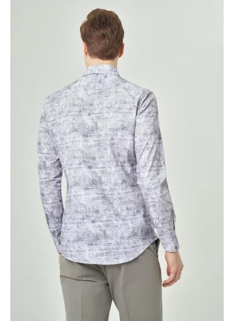 Bisse Men's Slim Fit Long Sleeve Sports Shirt GRAY GM22Y221038_K55