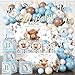 Cocomigo 241pcs Highland Cow Baby Shower Decorations for Boy Onestop Package Includes 40 Plates 2 Tablecloths 1 Sash and 1 Pin Complete Balloon Arch Tableware Set for Baby Shower - Image 3