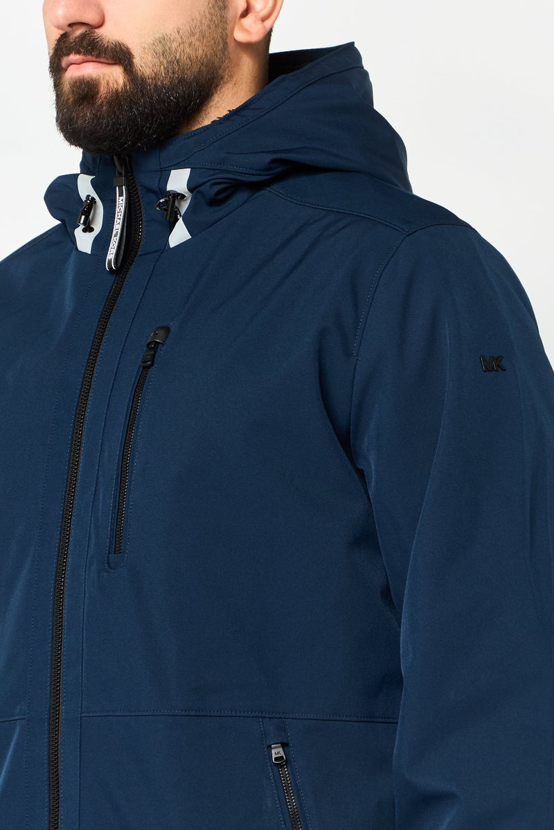 Michael Kors Men Hooded Brand Logo Soft Shell Jacket, Navy - Image 2