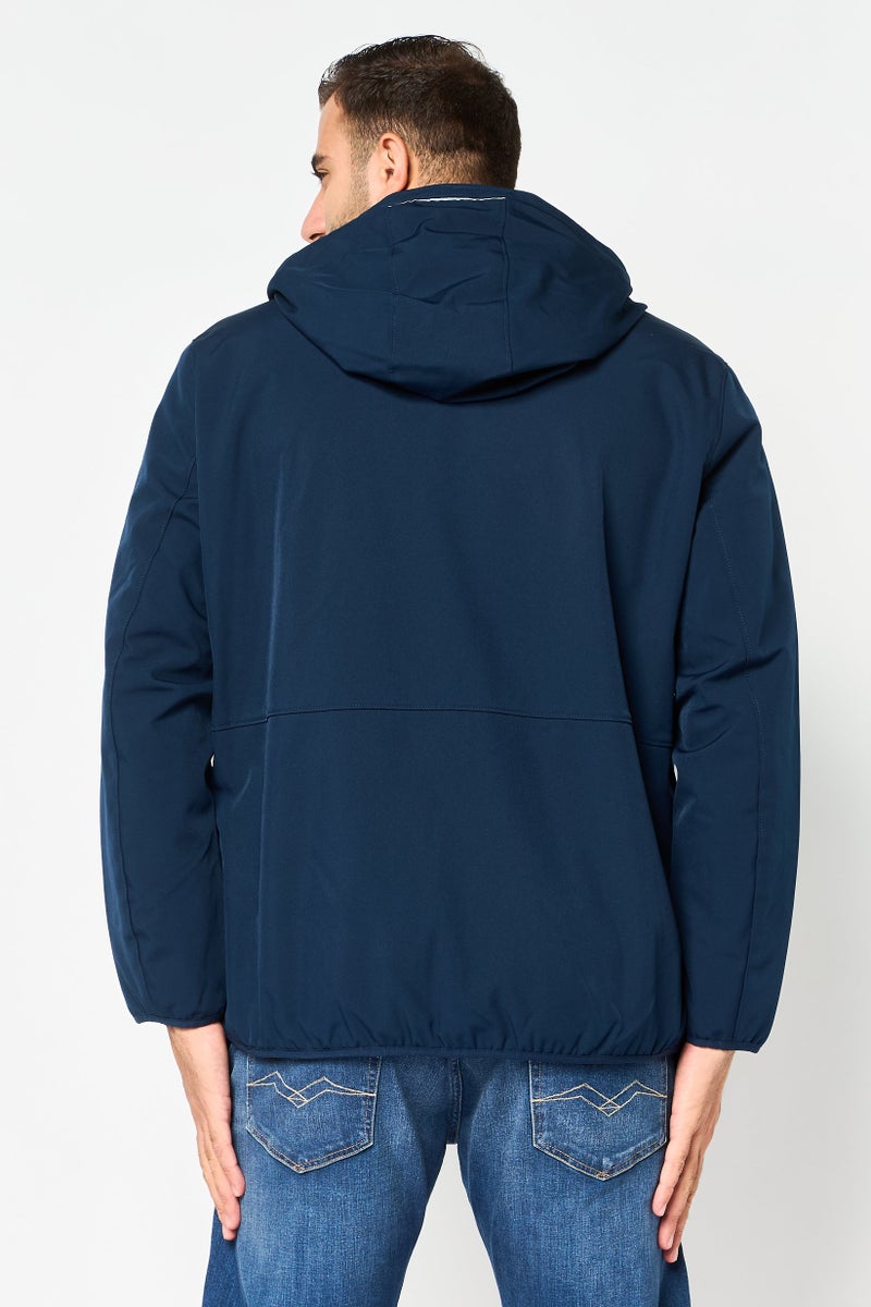 Michael Kors Men Hooded Brand Logo Soft Shell Jacket, Navy - Image 4