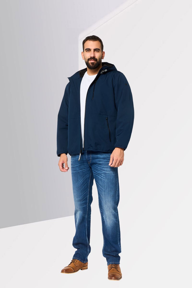 Michael Kors Men Hooded Brand Logo Soft Shell Jacket, Navy - Image 3