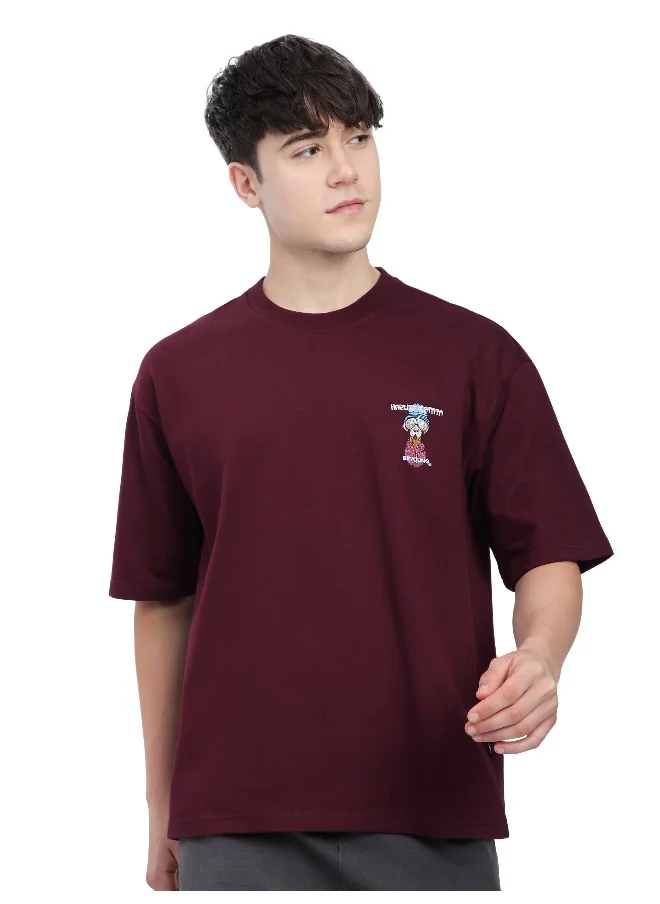 بيونغ French Wine Savage Junkie Embroidered Patch Oversized T-Shirt