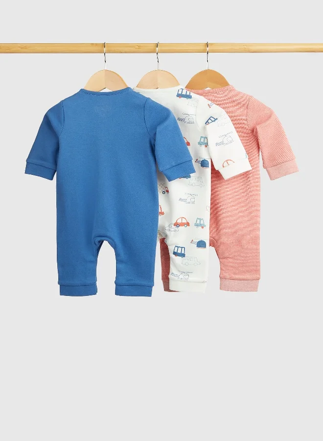 mothercare Footless All-in-Ones - 3 Pack