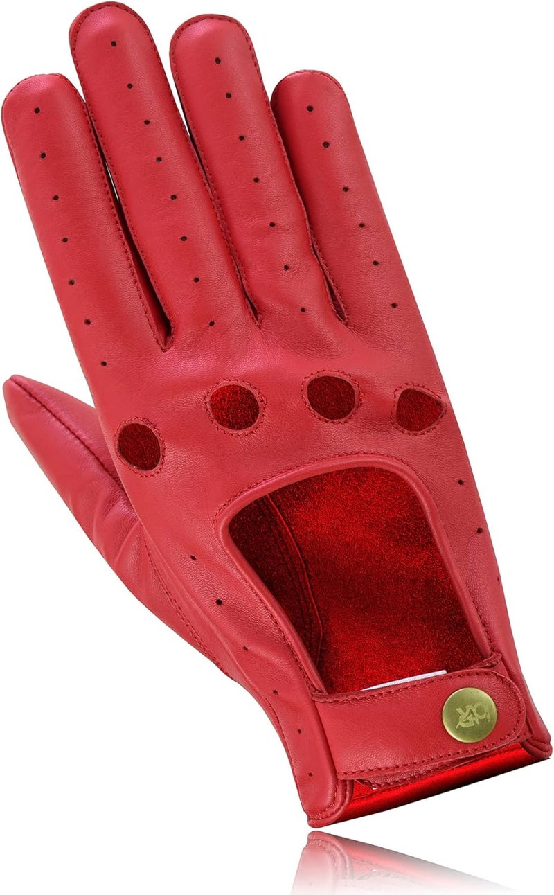 BTR BORN TO RACE Men's Genuine Lambskin Leather Driving Gloves - Red - Image 5