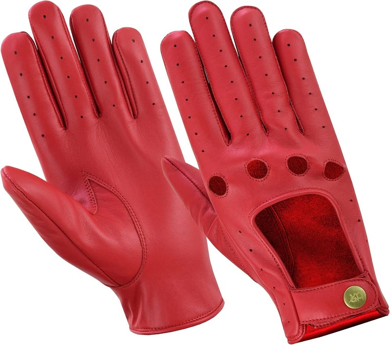 BTR BORN TO RACE Men's Genuine Lambskin Leather Driving Gloves - Red - Image 1