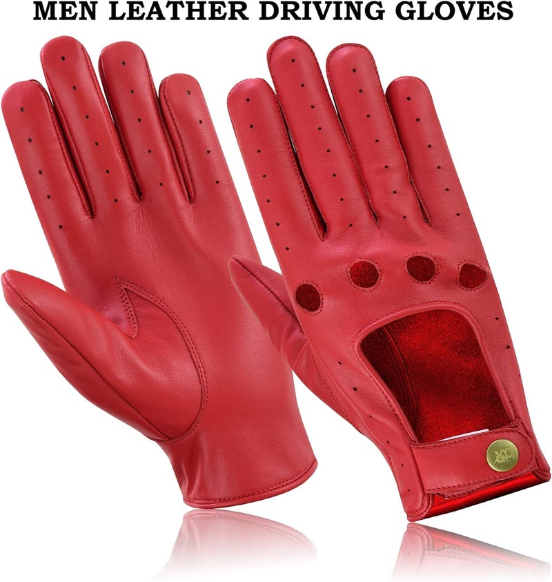BTR BORN TO RACE Men's Genuine Lambskin Leather Driving Gloves - Red - Image 4