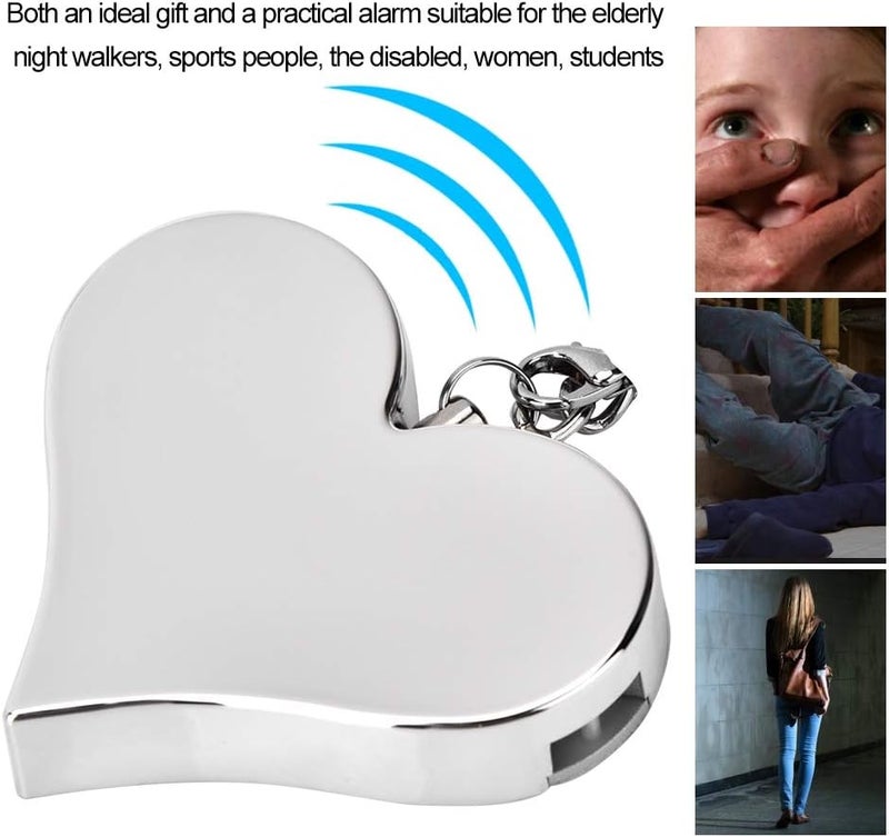 woobles Safe Sound Personal Alarm, Personal Alarm, Attack Alarm,130DB Heart Shape Personal Security Alarm Keychain Emergency Self Defense Siren for Women, Men, Children, Elderly (Silver)- - Image 3