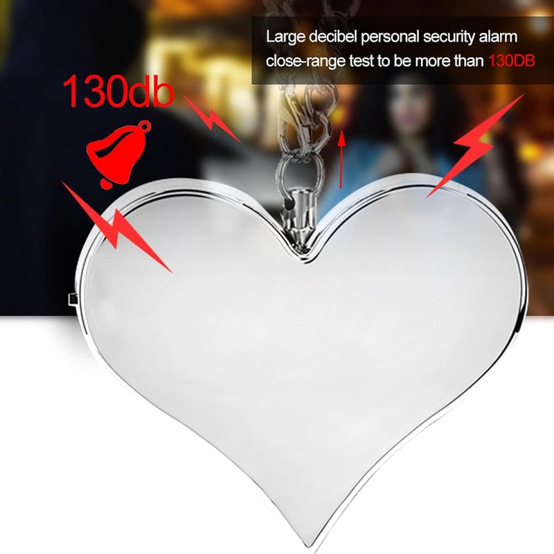 woobles Safe Sound Personal Alarm, Personal Alarm, Attack Alarm,130DB Heart Shape Personal Security Alarm Keychain Emergency Self Defense Siren for Women, Men, Children, Elderly (Silver)- - Image 4