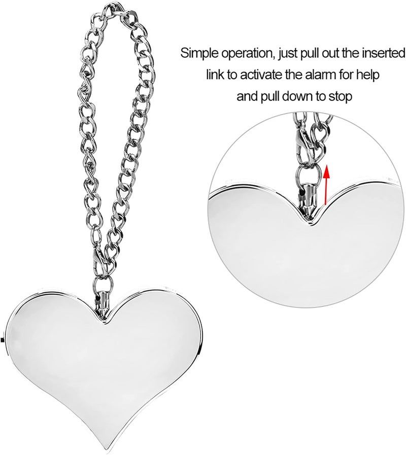 woobles Safe Sound Personal Alarm, Personal Alarm, Attack Alarm,130DB Heart Shape Personal Security Alarm Keychain Emergency Self Defense Siren for Women, Men, Children, Elderly (Silver)- - Image 5