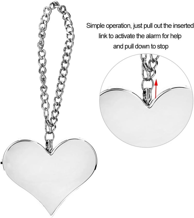 woobles Safe Sound Personal Alarm, Personal Alarm, Attack Alarm,130DB Heart Shape Personal Security Alarm Keychain Emergency Self Defense Siren for Women, Men, Children, Elderly (Silver)- - Image 2