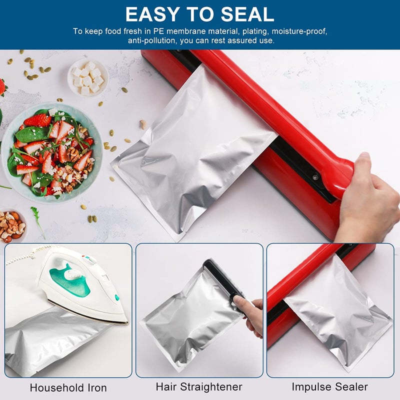 SumDirect Mylar Bags for Food Storage - 100 Pack 6x9 Inches Square Heating Cooking Pouches Heat Sealable Mylar Bag for Long Term Food Storage (Silver) - Image 5
