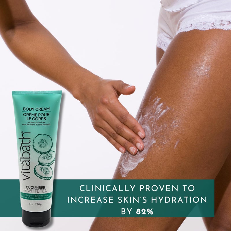 Vitabath Cucumber & White Tea Moisturizing Body Cream - Soothing Hydration Vitamin & Nutrient Skin Care - Replenishing All Over Dry Skin Lotion Moisturizer for Women & Men - 8 Ounce - Image 3