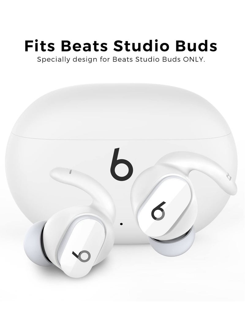 KASTWAVE Anti-Slip Ear Covers Silicone Accessories, 3 Pairs Beats Studio Buds Ear Hooks, (Not Fit in The Charging Case) Compatible with New Beats Studio Buds 2021 (White) - Image 2