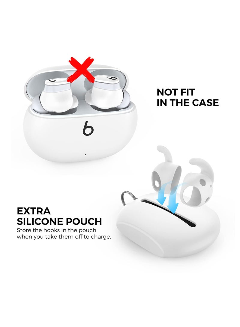 KASTWAVE Anti-Slip Ear Covers Silicone Accessories, 3 Pairs Beats Studio Buds Ear Hooks, (Not Fit in The Charging Case) Compatible with New Beats Studio Buds 2021 (White) - Image 5