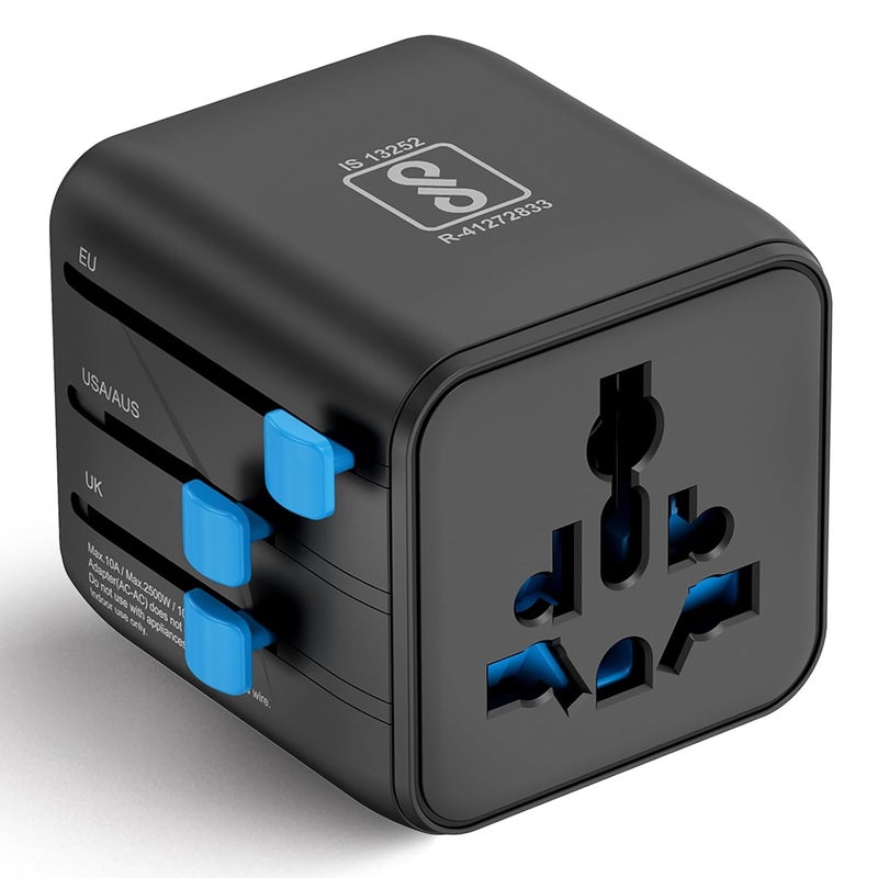 Ceptics 2 in 1 Universal Charger Adapter, Universal Travel Adapter All in One with 2500W High Power Output, International Plug Adapter for Phones, Tablets, Compatible in 150+ Countries - Image 1