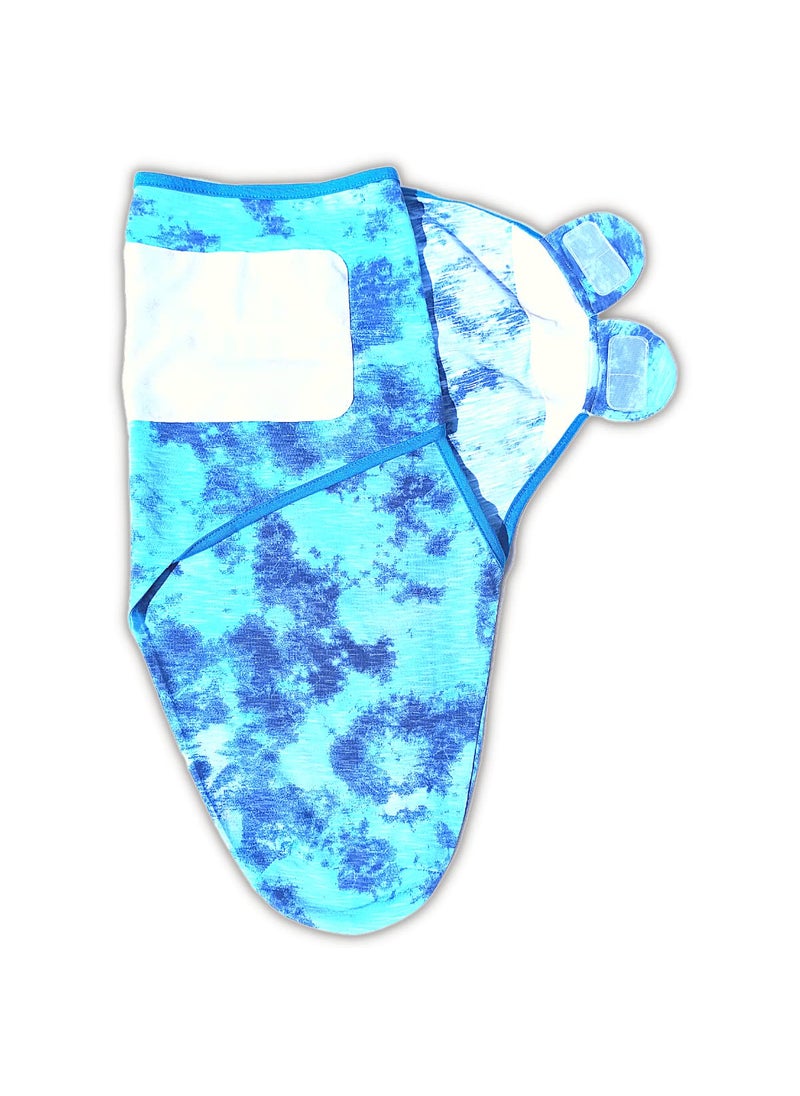 TuddyBuddy TuddyBuddy 100 Cotton Adjustable Baby Swaddle Wrap for Newborn to 3 Months Baby 03 Months Blue Tie Dye Pack of 1 200 GSM  - Image 1