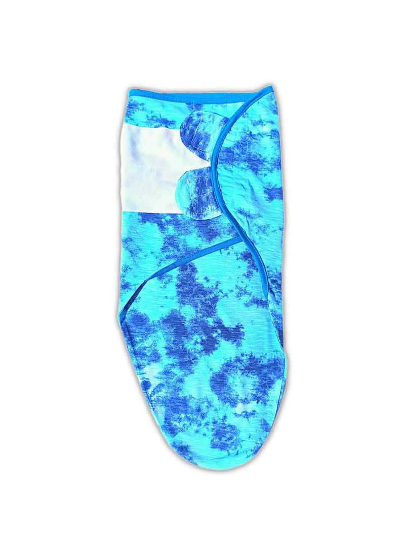 TuddyBuddy TuddyBuddy 100 Cotton Adjustable Baby Swaddle Wrap for Newborn to 3 Months Baby 03 Months Blue Tie Dye Pack of 1 200 GSM  - Image 3