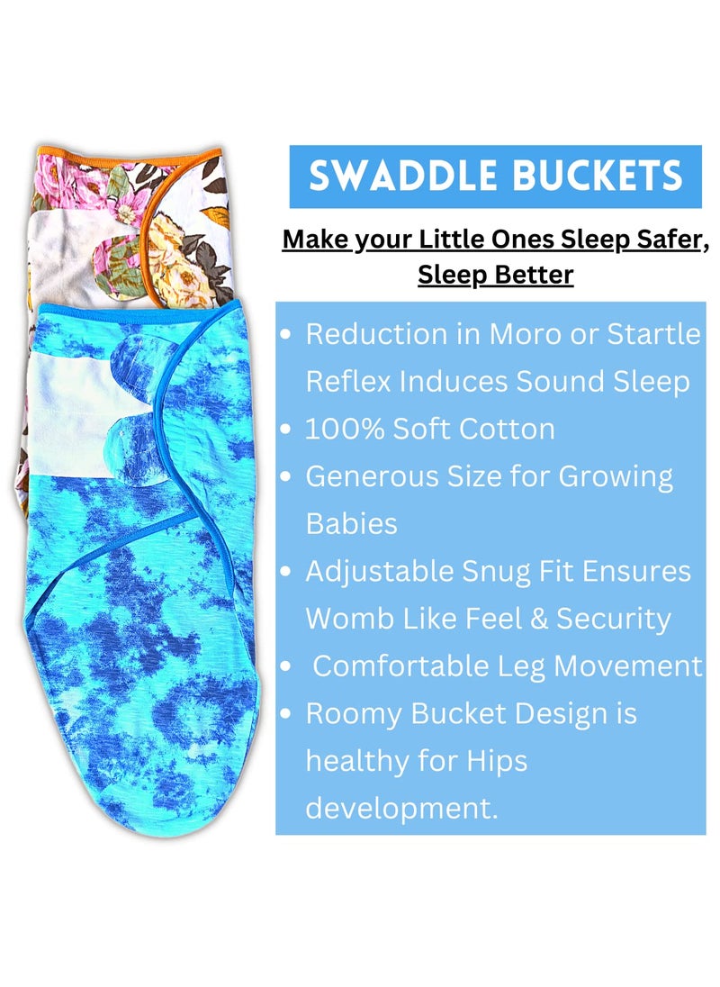 TuddyBuddy TuddyBuddy 100 Cotton Adjustable Baby Swaddle Wrap for Newborn to 3 Months Baby 03 Months Blue Tie Dye Pack of 1 200 GSM  - Image 5